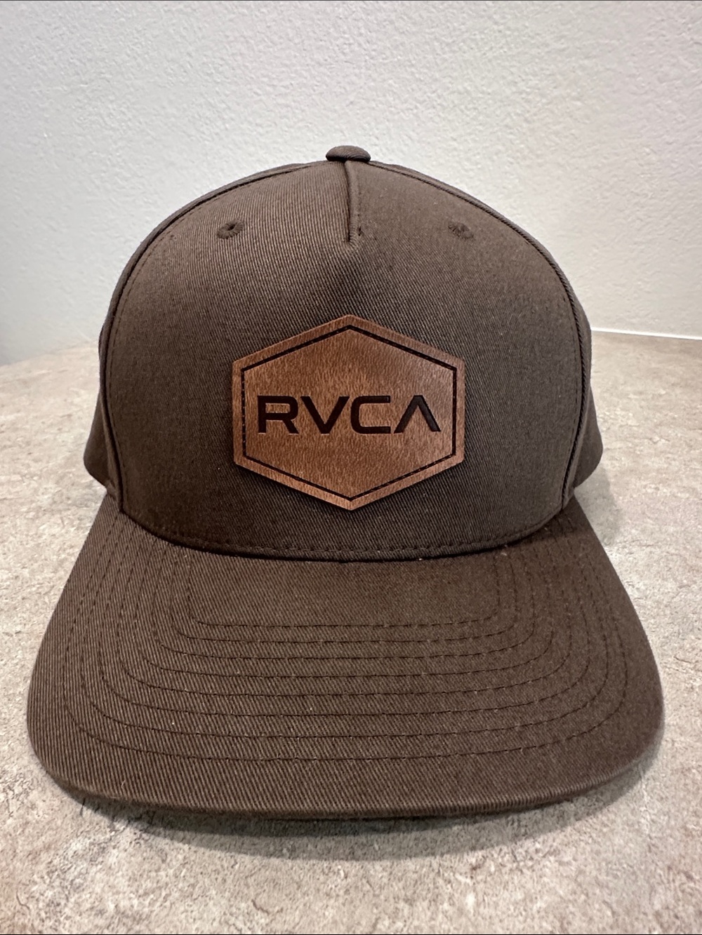 RVCA Brown Hex Patch Snapback Cap